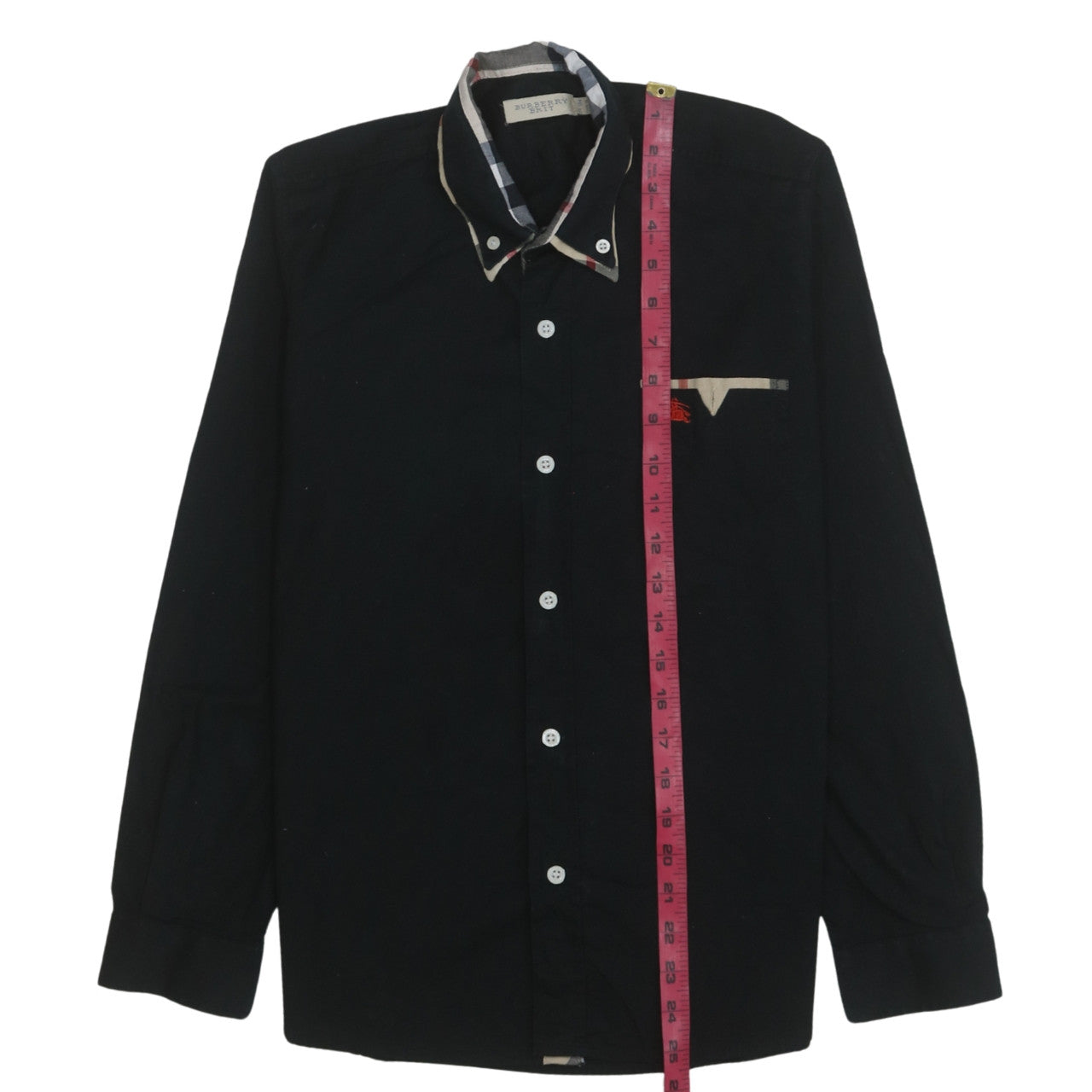 Burberry Boys Black Cotton Button-Up Shirt Size 176 Long Sleeve Classic Style
