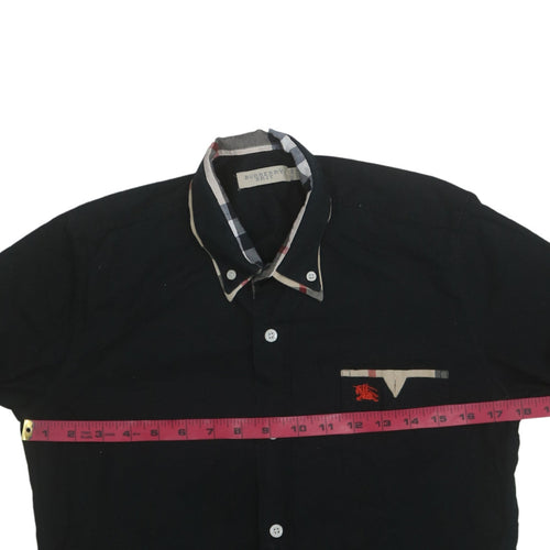 Burberry Boys Black Cotton Button-Up Shirt Size 176 Long Sleeve Classic Style