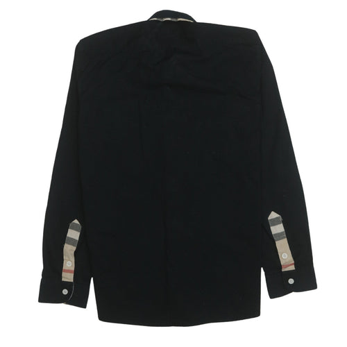 Burberry Boys Black Cotton Button-Up Shirt Size 176 Long Sleeve Classic Style