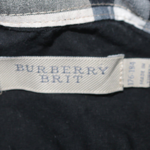 Burberry Boys Black Cotton Button-Up Shirt Size 176 Long Sleeve Classic Style