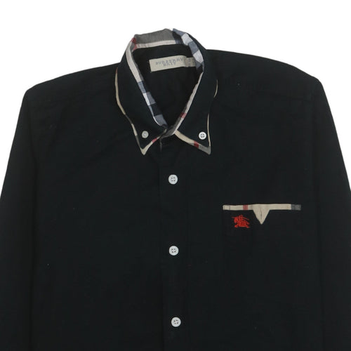 Burberry Boys Black Cotton Button-Up Shirt Size 176 Long Sleeve Classic Style