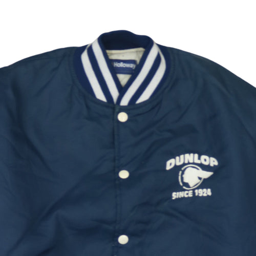 Holloway Men’s Blue Varsity Jacket L Dunlop Pontiac Embroidered Retro