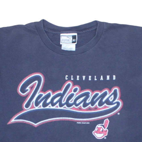 Puma Mens Blue XL Cleveland Indians Sports Graphic Retro T-Shirt