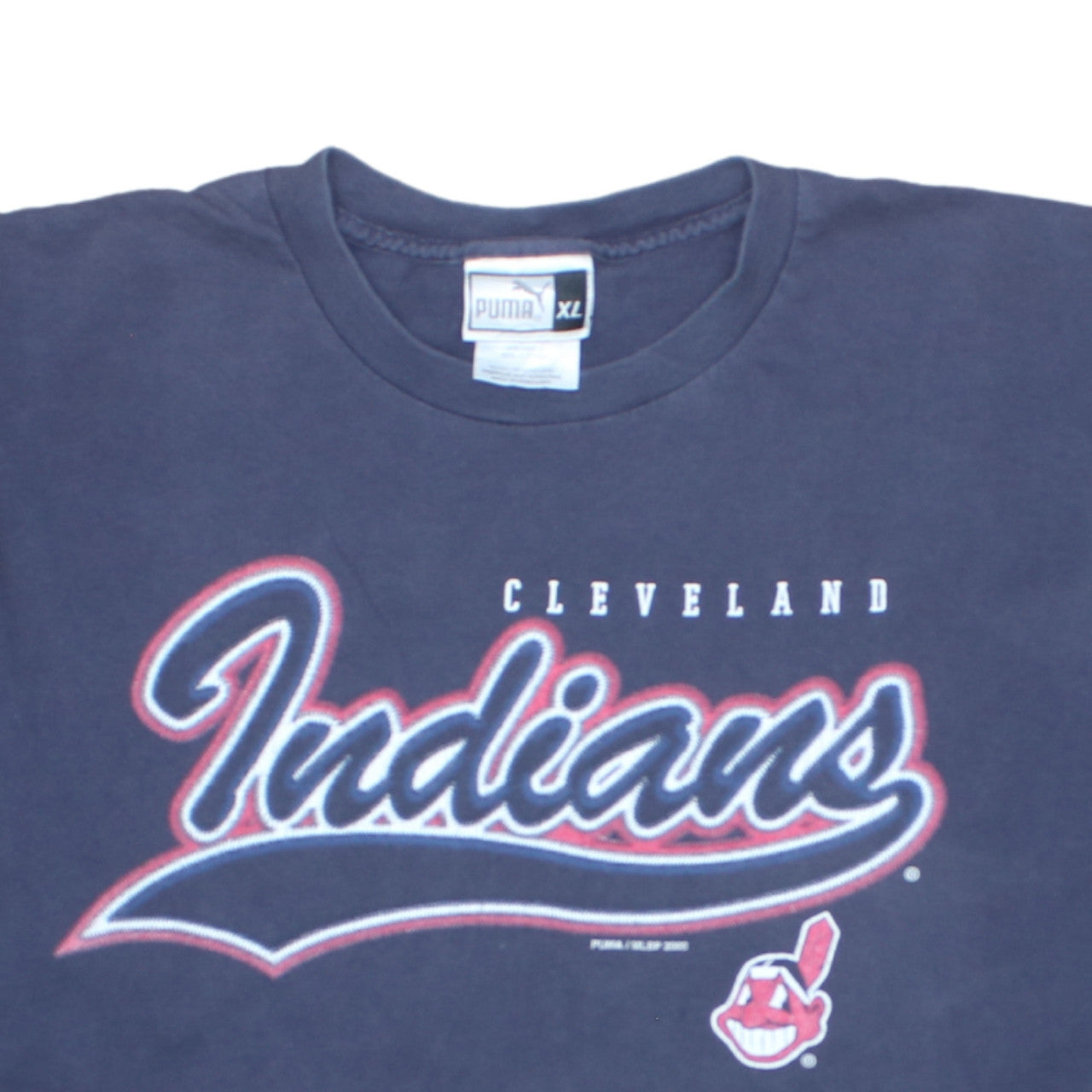 Puma Mens Blue XL Cleveland Indians Sports Graphic Retro T-Shirt