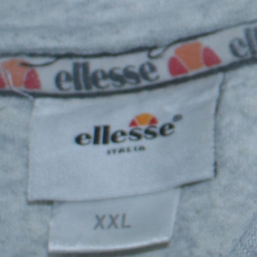 Ellesse Mens Grey 2XL Pullover Hoodie Fleece Logo Sweatshirt