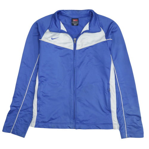 Nike Women's Blue Track Jacket Size 10 Dri-Fit Full Zip Sportswear