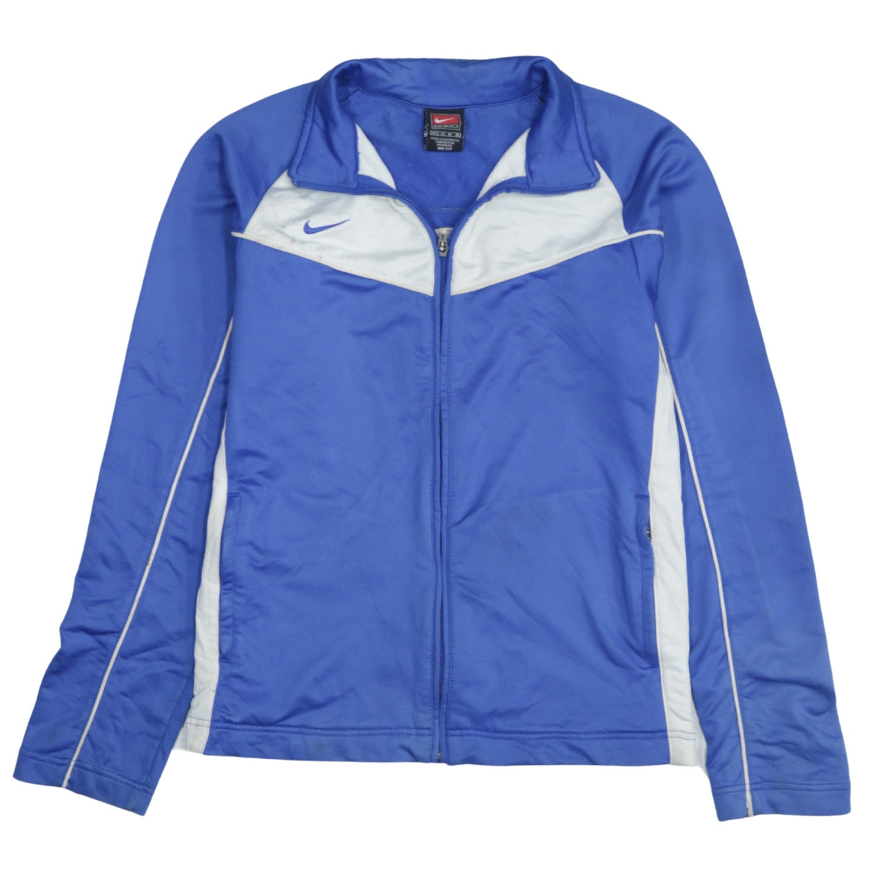 Nike Women's Blue Track Jacket Size 10 Dri-Fit Full Zip Sportswear