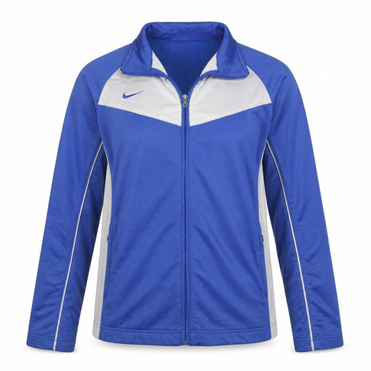 Nike Women's Blue Track Jacket Size 10 Dri-Fit Full Zip Sportswear