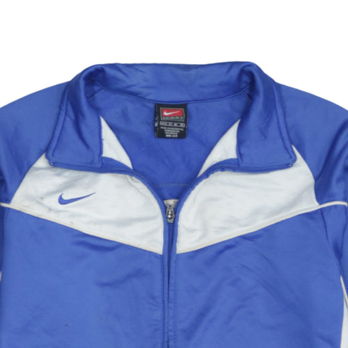 Nike Women's Blue Track Jacket Size 10 Dri-Fit Full Zip Sportswear