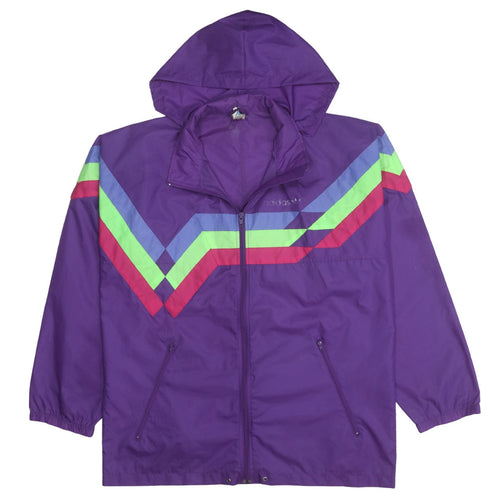 Adidas Women's Purple Hooded Windbreaker Jacket Size M Retro 80s Style