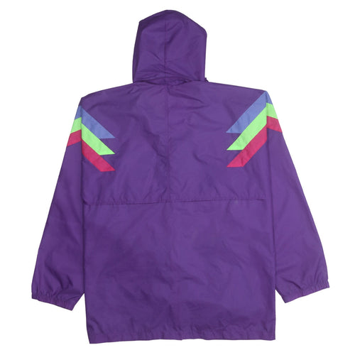 Adidas Women's Purple Hooded Windbreaker Jacket Size M Retro 80s Style