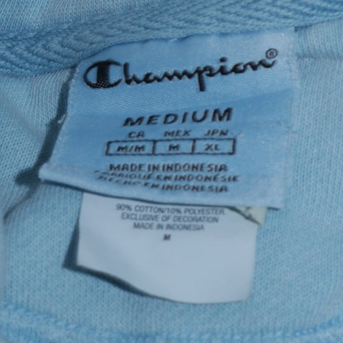 Champion Men's Blue Pullover Hoodie Medium Logo Fleece Sweatshirt