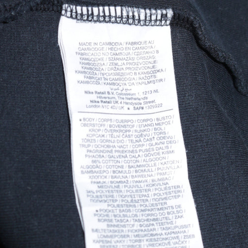 Nike Men's Black Full Zip Hoodie M Cotton Blend Classic Style