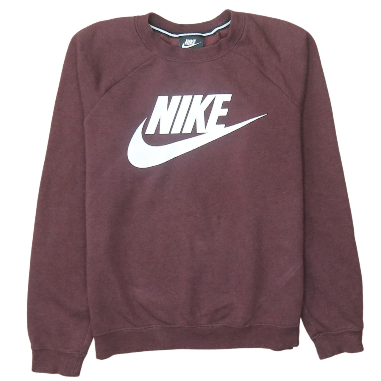 Nike Mens Brown Pullover Sweatshirt Small Crew Neck Logo Print
