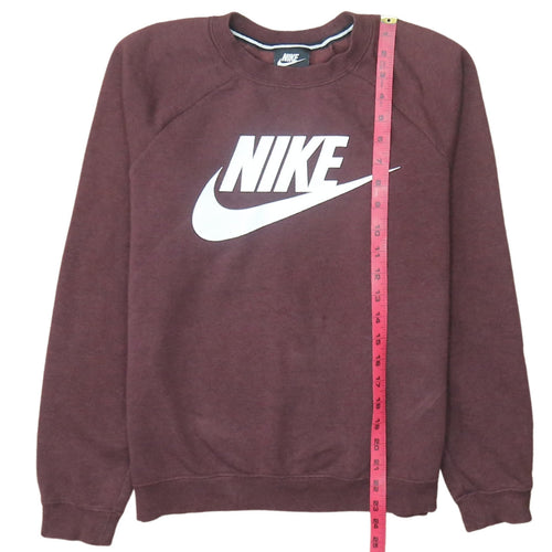 Nike Mens Brown Pullover Sweatshirt Small Crew Neck Logo Print