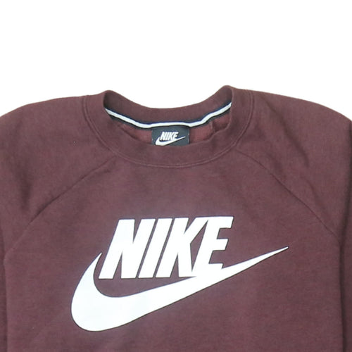 Nike Mens Brown Pullover Sweatshirt Small Crew Neck Logo Print