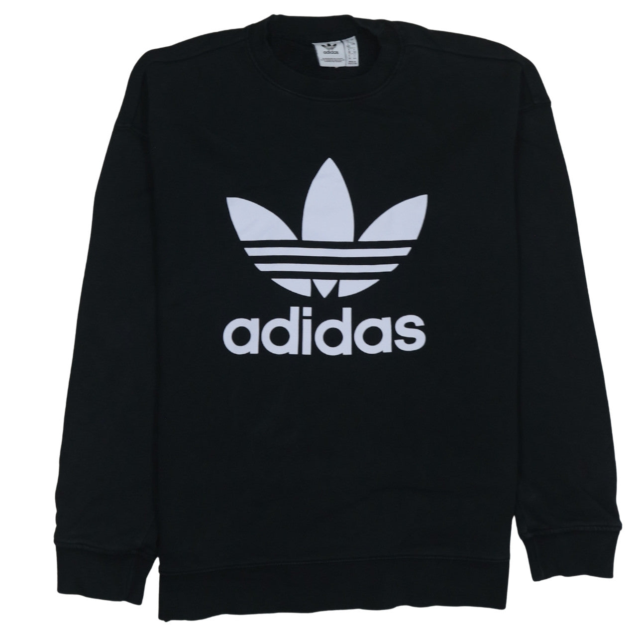 Adidas Womens Black Crew Neck Pullover Sweatshirt Size 12