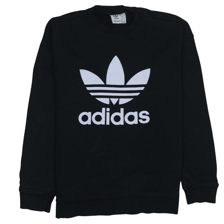 Adidas Womens Black Crew Neck Pullover Sweatshirt Size 12