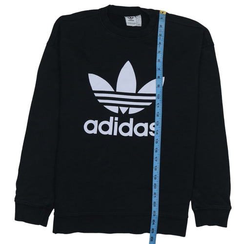 Adidas Womens Black Crew Neck Pullover Sweatshirt Size 12