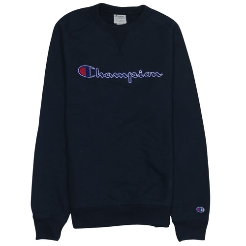Champion Men's Blue Medium Pullover Sweatshirt Embroidered Logo