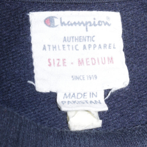 Champion Men's Blue Medium Pullover Sweatshirt Embroidered Logo