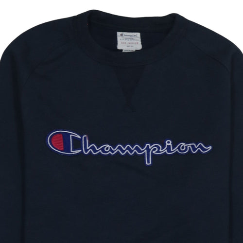 Champion Men's Blue Medium Pullover Sweatshirt Embroidered Logo