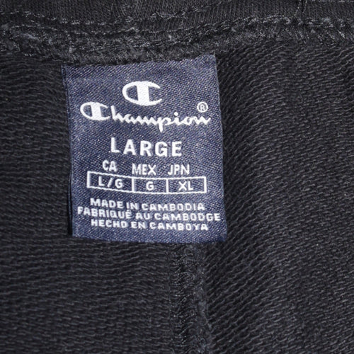 Champion Men's Black L Jogger Sweatpants Elastic Waist Tapered Leg