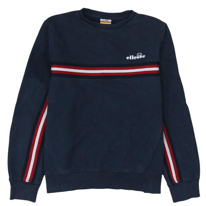 Ellesse Womens Navy Blue Sweatshirt UK 10 Cotton Blend Crew Neck