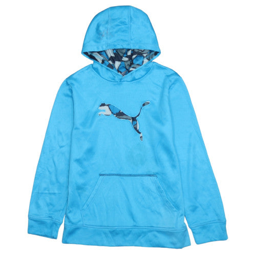 Puma Teens Blue Pullover Hoodie Sweatshirt L 14-16 Logo Print