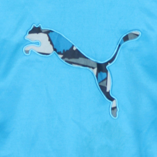 Puma Teens Blue Pullover Hoodie Sweatshirt L 14-16 Logo Print