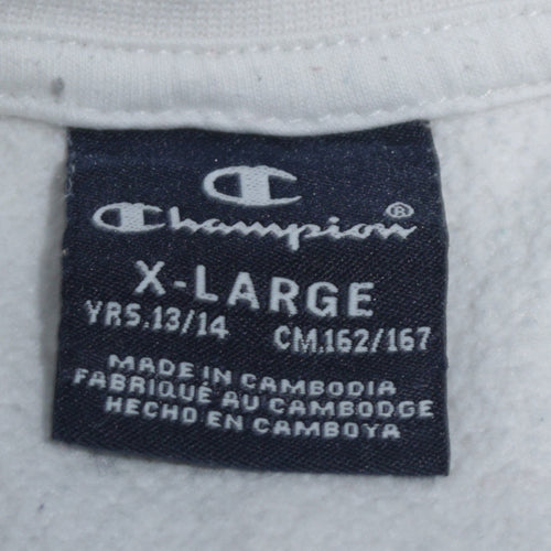Champion Boys White Pullover Sweatshirt X-Large 13-14 Years Logo Crew Neck