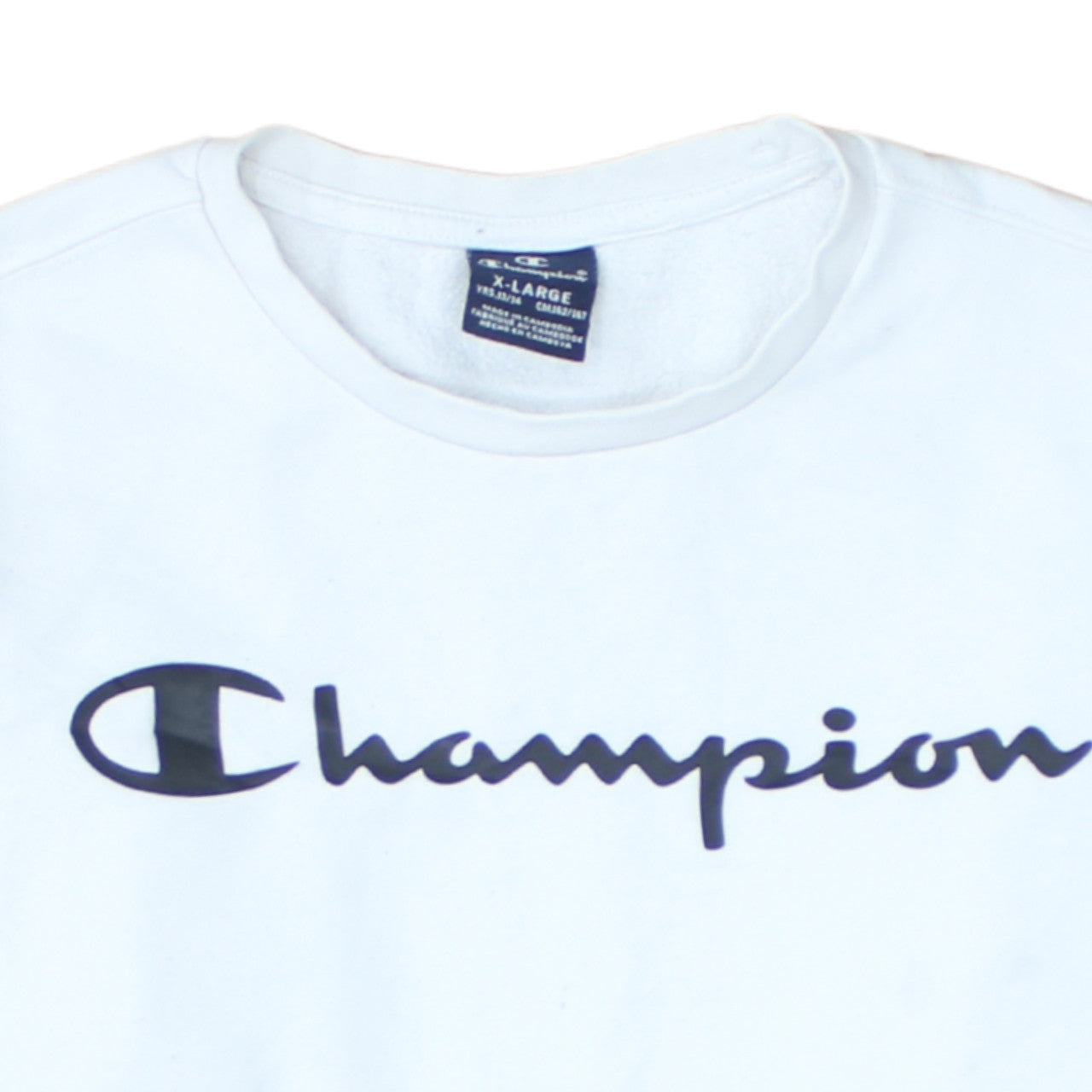 Champion Boys White Pullover Sweatshirt X-Large 13-14 Years Logo Crew Neck