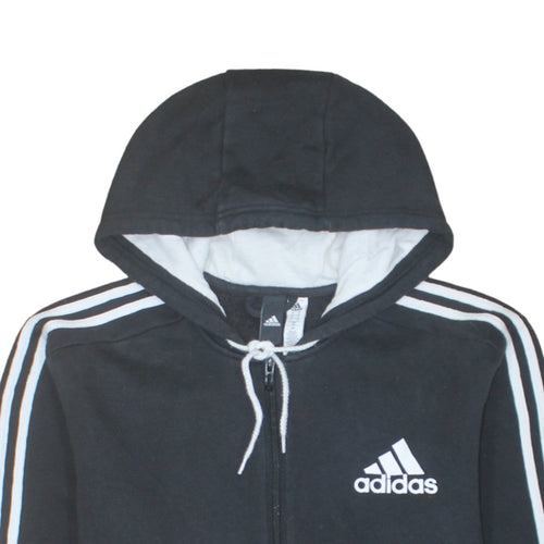 Adidas Men's Black Full Zip Hoodie L Sports Fleece Sweatshirt