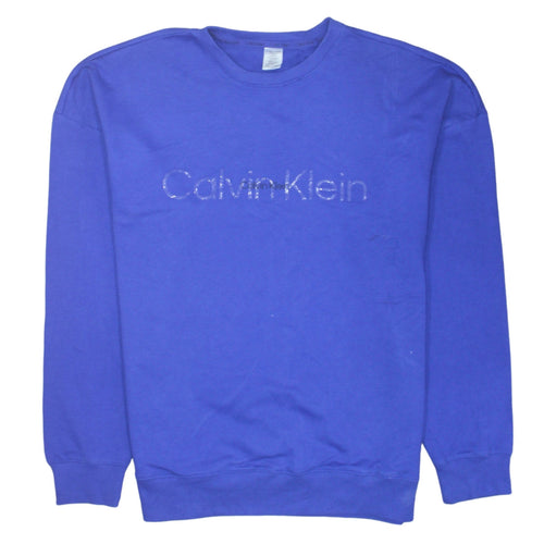 Calvin Klein Men's Blue Logo Crew Neck Pullover Sweatshirt Size S