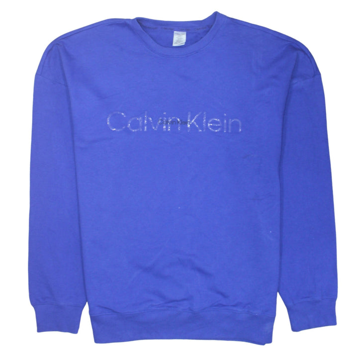 Calvin Klein Men's Blue Logo Crew Neck Pullover Sweatshirt Size S