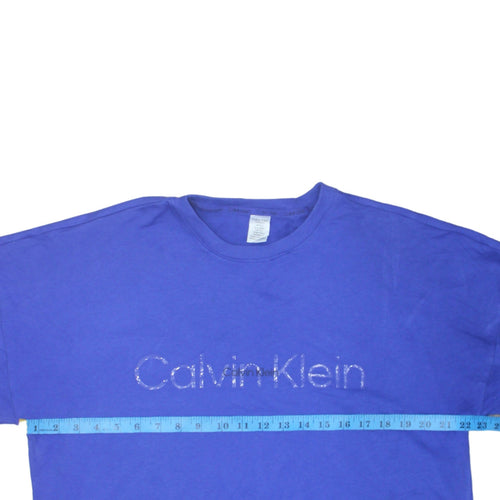 Calvin Klein Men's Blue Logo Crew Neck Pullover Sweatshirt Size S