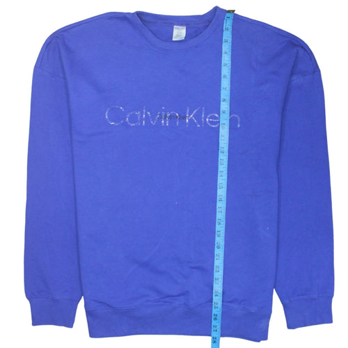 Calvin Klein Men's Blue Logo Crew Neck Pullover Sweatshirt Size S
