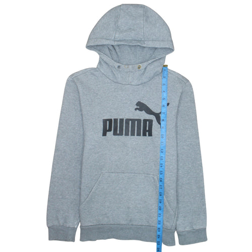 Puma Men's Grey XS Pullover Fleece Hoodie with Logo