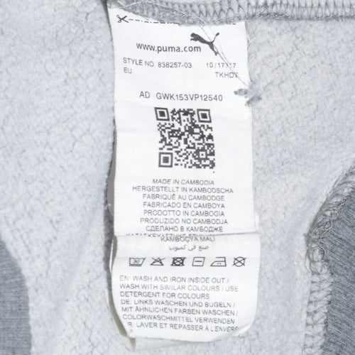 Puma Men's Grey XS Pullover Fleece Hoodie with Logo
