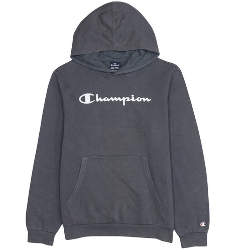 Champion Boys Grey 2XL Pullover Hoodie with Logo Print