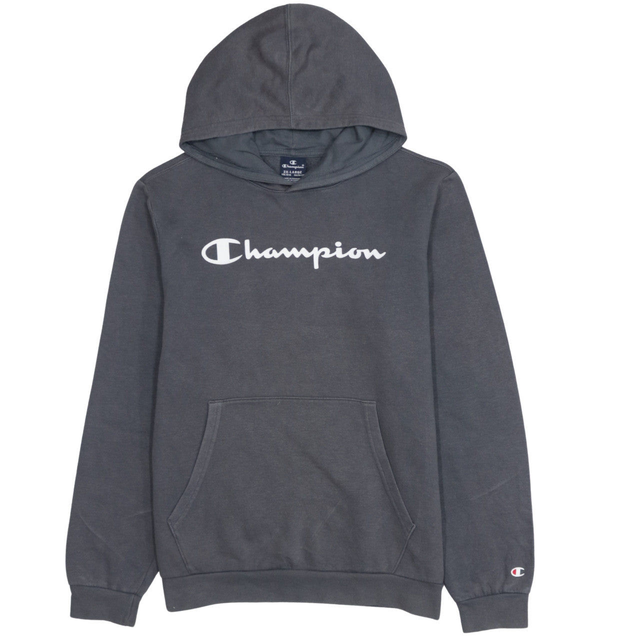 Champion Boys Grey 2XL Pullover Hoodie with Logo Print