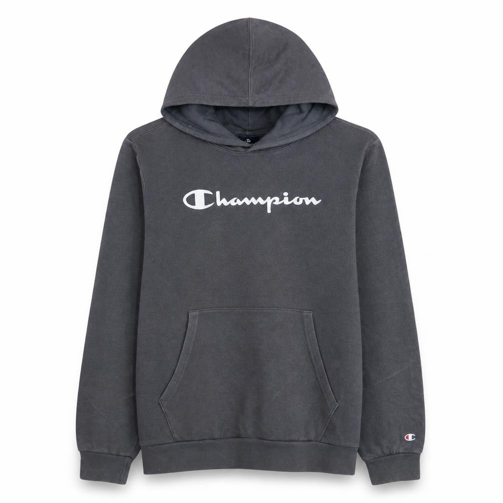 Front view of Champion boys’ grey 2xl pullover hoodie with logo print