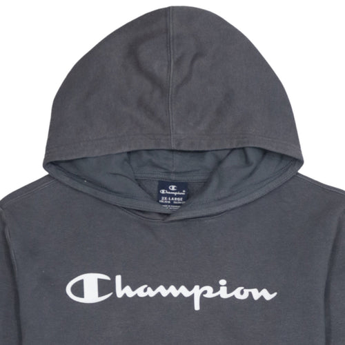 Champion Boys Grey 2XL Pullover Hoodie with Logo Print