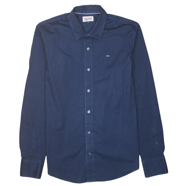 Hilfiger Denim Men's Blue Long Sleeve Button-Up Cotton Shirt L