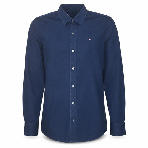 Hilfiger Denim Men's Blue Long Sleeve Button-Up Cotton Shirt L