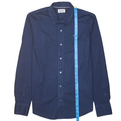 Hilfiger Denim Men's Blue Long Sleeve Button-Up Cotton Shirt L