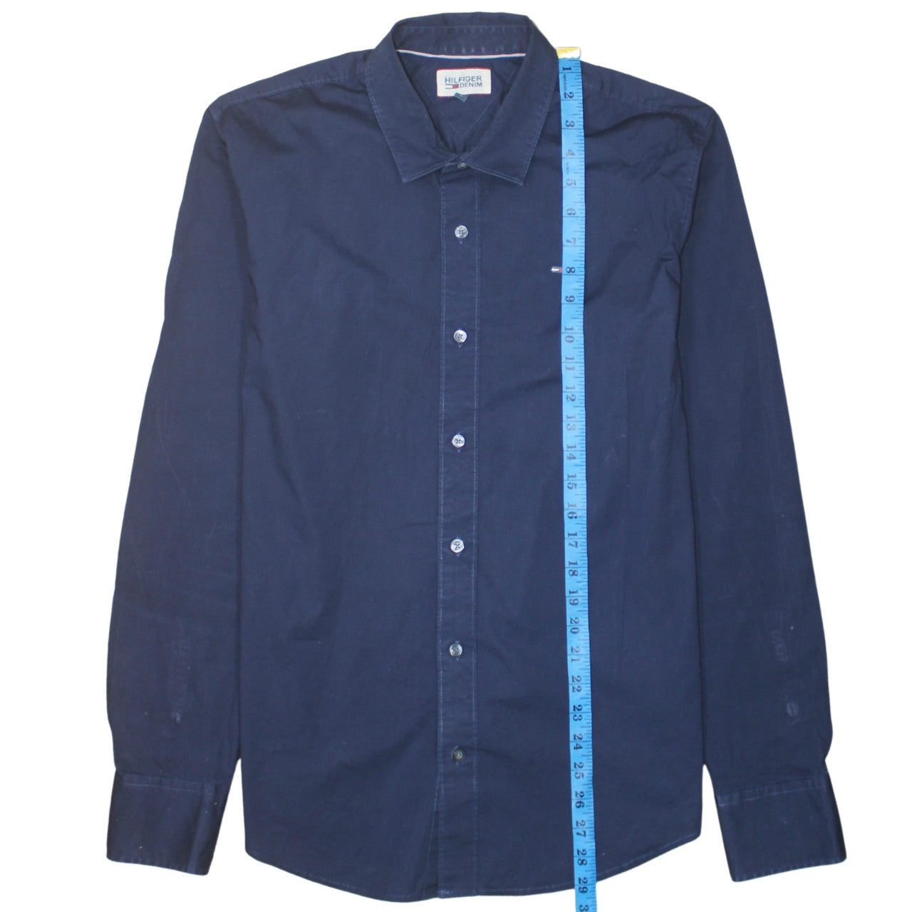 Hilfiger Denim Men's Blue Long Sleeve Button-Up Cotton Shirt L
