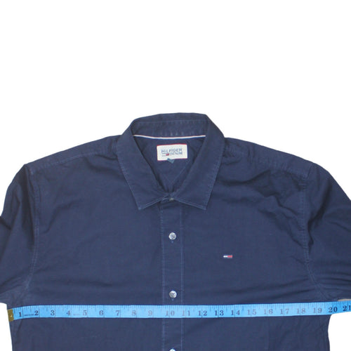 Hilfiger Denim Men's Blue Long Sleeve Button-Up Cotton Shirt L