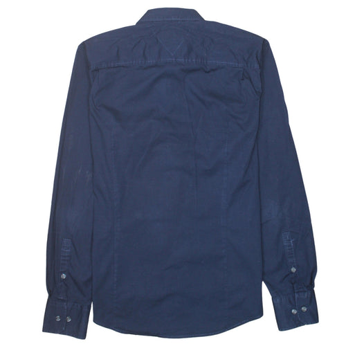 Hilfiger Denim Men's Blue Long Sleeve Button-Up Cotton Shirt L