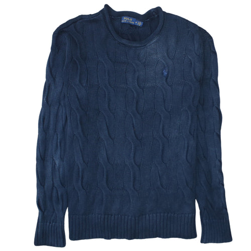 Polo Ralph Lauren Men's Blue Cable-Knit Cotton Jumper M